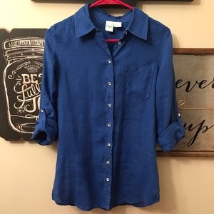 Blue Linen Blouse
